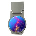 Blue Lightning colorful digital art Money Clips (Round)  Front