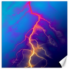 Blue Lightning Colorful Digital Art Canvas 16  X 16  by picsaspassion