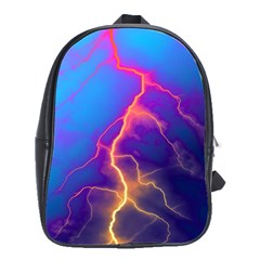 Blue Lightning Colorful Digital Art School Bag (large) by picsaspassion