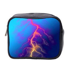 Blue Lightning Colorful Digital Art Mini Toiletries Bag (two Sides) by picsaspassion