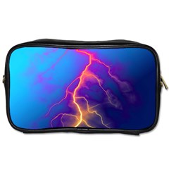 Blue Lightning Colorful Digital Art Toiletries Bag (one Side) by picsaspassion