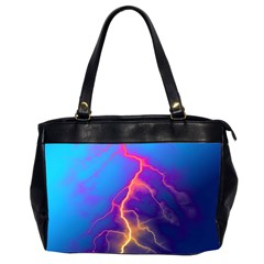 Blue Lightning Colorful Digital Art Oversize Office Handbag (2 Sides) by picsaspassion