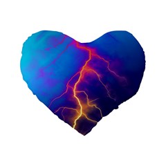 Blue Lightning Colorful Digital Art Standard 16  Premium Heart Shape Cushions by picsaspassion