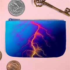 Blue Lightning Colorful Digital Art Large Coin Purse by picsaspassion