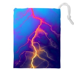 Blue Lightning Colorful Digital Art Drawstring Pouch (4xl) by picsaspassion