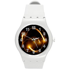 Flying Comets In The Cosmos Round Plastic Sport Watch (m) by picsaspassion