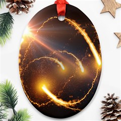 Flying Comets And Light Rays, Digital Art Ornament (oval)