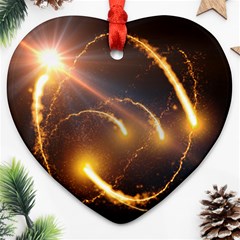 Flying Comets And Light Rays, Digital Art Ornament (heart)