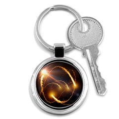 Flying Comets And Light Rays, Digital Art Key Chain (round) by picsaspassion