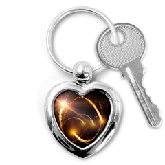 Flying Comets And Light Rays, Digital Art Key Chain (heart) by picsaspassion