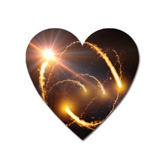 Flying Comets And Light Rays, Digital Art Heart Magnet by picsaspassion