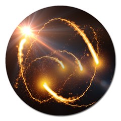 Flying Comets And Light Rays, Digital Art Magnet 5  (round) by picsaspassion