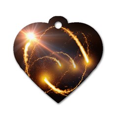 Flying Comets And Light Rays, Digital Art Dog Tag Heart (two Sides) by picsaspassion