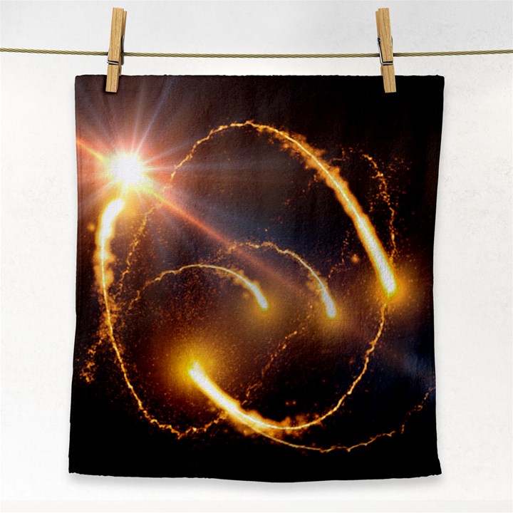 Flying Comets and light rays, digital art Face Towel