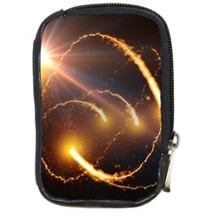 Flying Comets And Light Rays, Digital Art Compact Camera Leather Case by picsaspassion