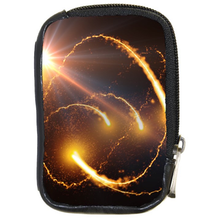 Flying Comets and light rays, digital art Compact Camera Leather Case