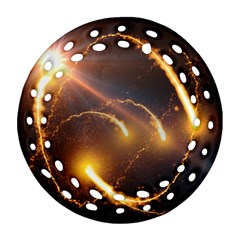 Flying Comets And Light Rays, Digital Art Ornament (round Filigree)