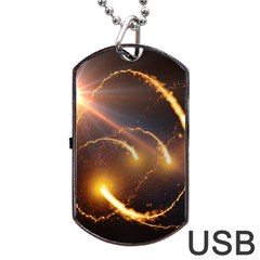 Flying Comets And Light Rays, Digital Art Dog Tag Usb Flash (one Side) by picsaspassion