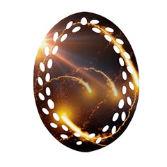 Flying Comets And Light Rays, Digital Art Ornament (oval Filigree)