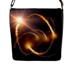 Flying Comets And Light Rays, Digital Art Flap Closure Messenger Bag (l) by picsaspassion