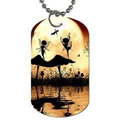 Cute Little Dancing Fairy In The Night Dog Tag (one Side) by FantasyWorld7