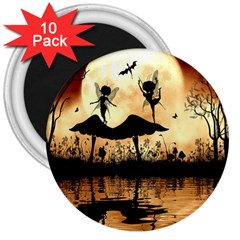 Cute Little Dancing Fairy In The Night 3  Magnets (10 Pack)  by FantasyWorld7