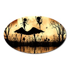 Cute Little Dancing Fairy In The Night Oval Magnet by FantasyWorld7