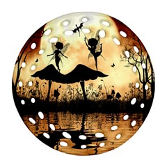 Cute Little Dancing Fairy In The Night Round Filigree Ornament (two Sides) by FantasyWorld7