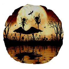 Cute Little Dancing Fairy In The Night Large 18  Premium Flano Round Cushions by FantasyWorld7