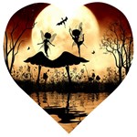 Cute Little Dancing Fairy In The Night Wooden Puzzle Heart