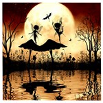 Cute Little Dancing Fairy In The Night Wooden Puzzle Square