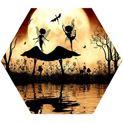 Cute Little Dancing Fairy In The Night Wooden Puzzle Hexagon by FantasyWorld7