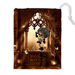 Little Dark Fairy In The Night Drawstring Pouch (5xl) by FantasyWorld7