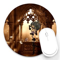 Little Dark Fairy In The Night Round Mousepads by FantasyWorld7