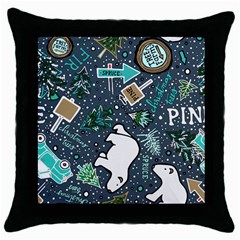 Midnight Tree Farm Throw Pillow Case (black)