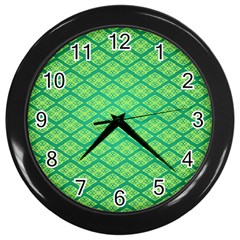 Pattern Texture Geometric Green Wall Clock (black) by Mariart