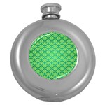 Pattern Texture Geometric Green Round Hip Flask (5 oz) Front