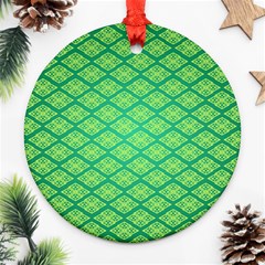 Pattern Texture Geometric Green Round Ornament (two Sides)