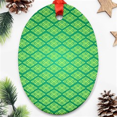 Pattern Texture Geometric Green Oval Ornament (two Sides) by Mariart