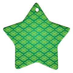 Pattern Texture Geometric Green Star Ornament (two Sides) by Mariart