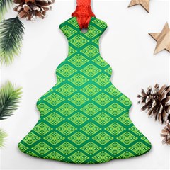 Pattern Texture Geometric Green Christmas Tree Ornament (two Sides)