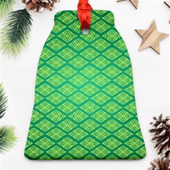 Pattern Texture Geometric Green Bell Ornament (two Sides)