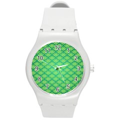 Pattern Texture Geometric Green Round Plastic Sport Watch (m) by Mariart