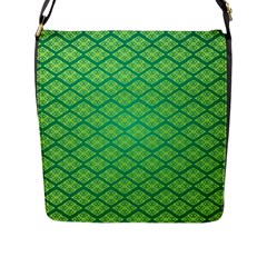 Pattern Texture Geometric Green Flap Closure Messenger Bag (l) by Mariart