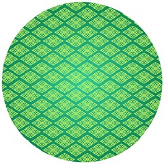 Pattern Texture Geometric Green Wooden Puzzle Round by Mariart