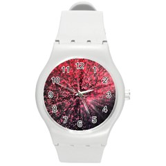 Abstract Background Wallpaper Round Plastic Sport Watch (m)