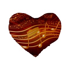 Music Notes Sound Musical Love Standard 16  Premium Flano Heart Shape Cushions by HermanTelo