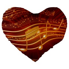 Music Notes Sound Musical Love Large 19  Premium Flano Heart Shape Cushions