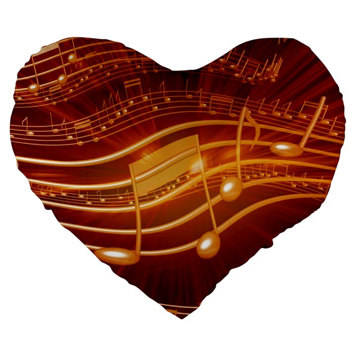 Music Notes Sound Musical Love Large 19  Premium Flano Heart Shape Cushions