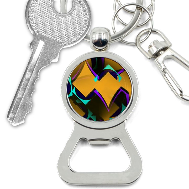 Geometric Gradient Psychedelic Bottle Opener Key Chain